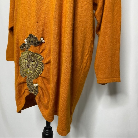 Ella Singh Orange Silk Cashmere Sweater Dress - Picture 3 of 12